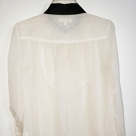 love Fire sheer, bibb tuxedo shirt long sleeve - Picture 2 of 6